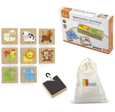 Produktbild von VIGA Holz-Magnetpuzzle „Tiere“ – Puzzle mitZertifikat