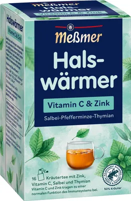Produktbild von Meßmer Halswärmer mit Zink Vitamin C Salbei und Thymian 16 Beutel