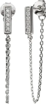Produktbild von Ohrhänger Hängerstecker mit Kettchen Zirkonia 925 Silber rhodiniert Ohrringe