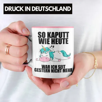 Produktbild von trendation, Rosa Faultier Tasse mit lustigem Spruch: 'So Kaputt wie heute war ich seit gestern nicht mehr', Geschenk für Arbeitskollegen, Spülmaschinen- & Mikrowellentauglich, Beidseitig bedruckt
