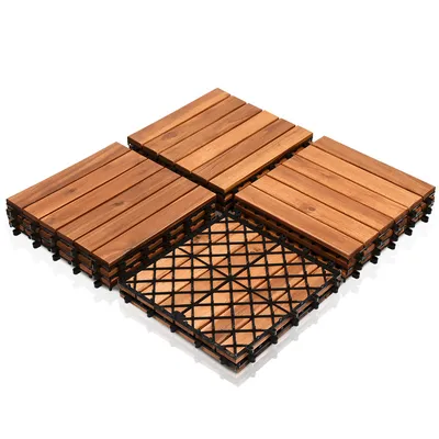 Zdjęcie produktu dla Fiqops płytki drewniane płytki tarasowe akacja 6m² 30x30cm płytki podłogowe płytki balkonowe drenażowe płytki ogrodowe płytki tarasowe