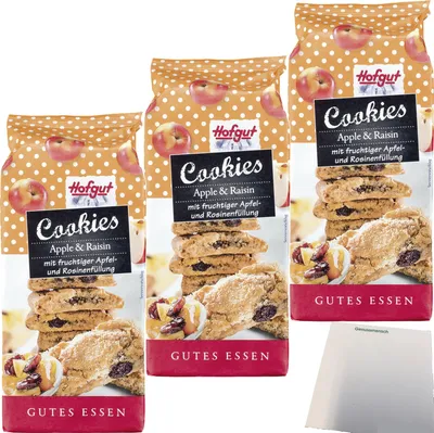 Produktbild von Hofgut Cookies Apfelstrudel 3er Pack (3x225g Packung) + usy Block