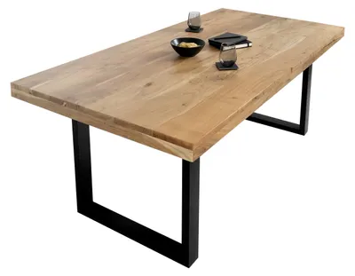Produktbild von Esstisch Akazie Natur 300 x 100 cm massiv gerade Tischkanten U-Gestell schwarz RIO
