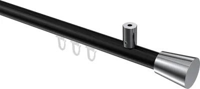 Produktbild von Interdeco Innenlaufstange / Gardinenstange mit Innenlauf Schwarz / Chrom, Typ Sonius Sitra (Konus) Deckenmontage, 20 mm Ø 1-läufig, 180 cm