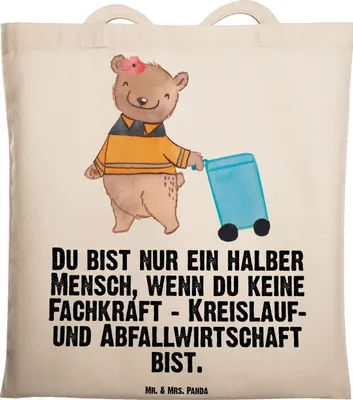 Produktbild von Mr. & Mrs. Panda Shopping Tasche Fachkraft - Kreislauf- und Abfallwirtschaft Herz - Transparent - Geschenk, Müllwerker, Laptoptasche, Schultasche, Uni, Witzig, Tote Bag