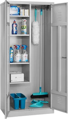 Produktbild von Gürkan Putzmittelschrank 104527 lichtgrau 4 Fachböden 80,0 x 50,0 x 180,0 cm, aufgebaut, 1 St.