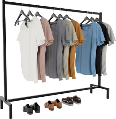 Produktbild von CLP Melva Garderobenständer Metall, Kleiderständer stabil im Industrial Look schwarz Größe 150x38x120