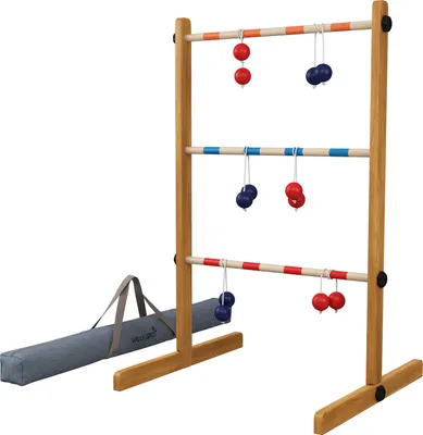 Produktbild von WELLGRO Leitergolf aus Holz - Kiefernholz massiv - inkl. Aufbewahrungstasche und Spielanleitung - Wurfspiel, Geschicklichkeitsspiel, Leiterspiel