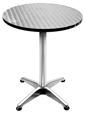Produktbild von Gartentisch Stehtisch aus Edelstahl und Aluminium, Höhenverstellbarer Hochtisch 70 oder 110 cm, Bistrotisch für Esszimmer und Outdoor Ø 60 cm (Rund)