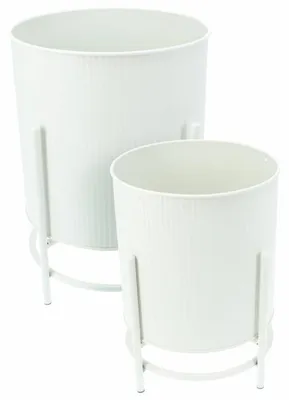 Immagine prodotto di HowHomely: Set da 2 vasi da fiore in metallo bianco, ideali per piante da interno