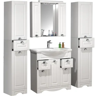 Immagine prodotto di 5 parti lavabo lavabo larghezza 75 cm mobile bagno set lavabo specchio armadio Landhaus cassetto Casalo XL