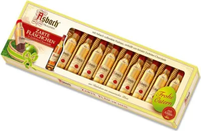 Zdjęcie produktu dla Czekoladki Asbach nadziewane fiolki wielkanocne ciemna czekolada opakowanie 150g