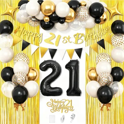 Ballon-Set für 21. Geburtstag, 29-teilig, Schwarz-Gold