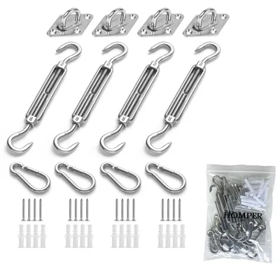 Produktbild von Sonnensegel Befestigungsset Halterungsset - Edelstahl - 4 Wandhalterungen und 16 Schrauben - Für Sonnensegel und Markisen