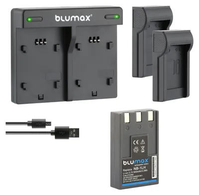 Produktbild von 1x Akku + Lader für Canon NB-1LH IXUS 500 430 400 330 V3 V2 900 mAh (3,6V)