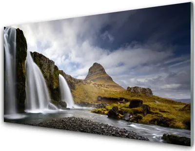 Produktbild von Acrylglasbilder 100x50 Wandbild Druck Wasserfall Gebirge Landschaft
