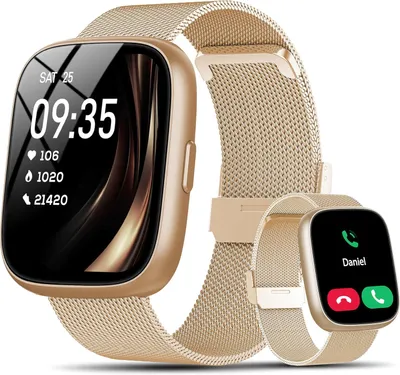 Produktbild von Smartwatch Damen mit Alexa, 1.83" HD Fitness Tracker mit Bluetooth Anrufen/Schrittzähler/Herzfrequenz/Schlafmonitor, 120+Sportmodi Fitnessuhr, IP68 Wasserdicht Sportuhr Smart Watch für Android iOS