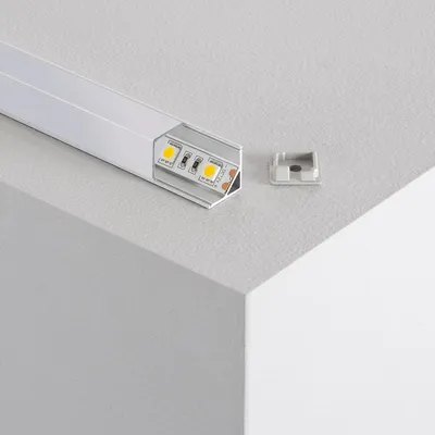 Produktbild von Aluminiumprofil Ecke gerade Abdeckung 2m für LED Streifen bis 10mm Milchweiße Klemme