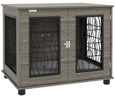 Imagen del producto de Caseta para perros - 80 x 56 x 63 cm - Con cojín - Gris
