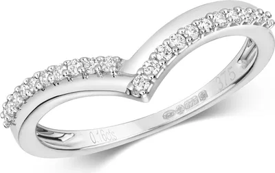 Produktbild von Funkelndes Feuer 9 Karat (375) Weißgold Damen - Diamant Wünschelrute Ring Brillant-Schliff 0.15 Karat H - PK1, 53 (16.9); TRS319229KWRSM