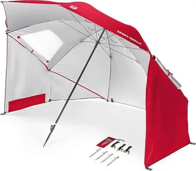 Image de Parasol de jardin multifonctionnel - Facile à plier - Rouge - 54"/136 cm