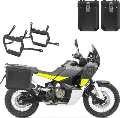 Immagine prodotto di Set valigia in alluminio + portavaligie adatto per Husqvarna Norden 901 21-25 Al