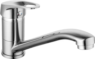 A single chrome kitchen faucet shown against a white background.