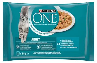 Productafbeelding van PURINA ONE Adult, zachte brokjes in saus met rundvlees, 26 porties van 85g