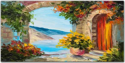 Produktbild von Coloray - Bild aus Glas - Glasbilder - 100 x 50 cm - Dekoration Wohnzimmer Wanddekoration Gehärtetes Glas Küche Glasblock mit Bild - Blumen Haus Meer