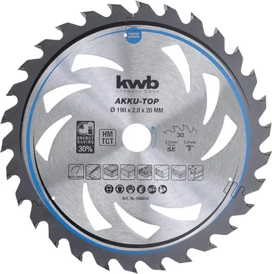 Immagine prodotto di lama per sega circolare kwb 190 x 20 mm, scorrevole, specialmente per macchine a batteria, lama adatta per legno tenero e duro, pannelli di legno e truciolato