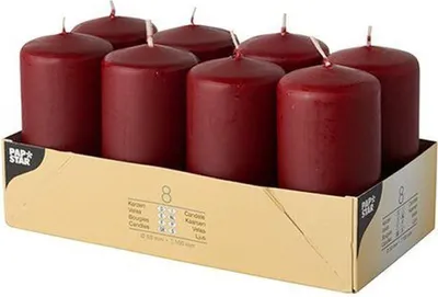 Produktbild von Papstar Stumpenkerzen Ø 50 mm · 100 mm bordeaux, 6 x 8 Stück