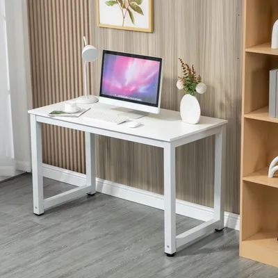 Immagine prodotto di MODFU, Scrivania bianca, con ampia superficie di lavoro, ideale come tavolino, scrivania e tavolo per computer, dimensioni 120x60x74 cm