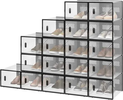Produktbild von Schuhkasten - Staubeständige Schuhkästchen - 18 Stück - Schwarz