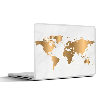 Produktbild von MuchoWow® Laptop Aufkleber Sticker Cover Weltkarte - Gold - Marmoroptik - Luxus - Design 40x30 cm - Laptop Dekoration - Selbstklebend