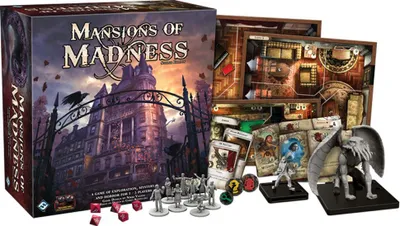 A board game box and its contents are displayed.
