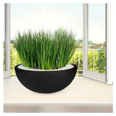 Produktbild von Kunststoff Pflanzschale rund anthrazit - 39 cm - Blumenkübel aus recyceltem Material - Pflanz Schale Topf Übertopf rund für Garten Terrasse Balkon