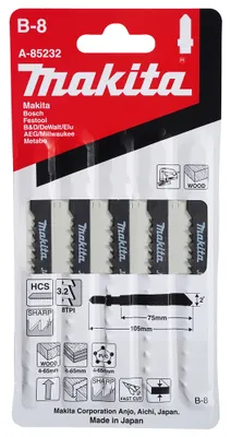 Produktbild von Makita A-85232 Bügelsägeblatt 105 x 1,25 mm 8TPI HCS B-8 Holz 5 Stk