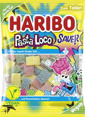 Zdjęcie produktu dla Haribo Pasta Loco guma owocowa kwaśny ekscytujący smak 160g
