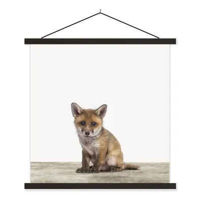Produktbild von MuchoWow® Textilposter Fuchs - Baby-Fuchs - Kinder - Mädchen - Jungen 40x40 cm mit schwarzem Rahmen - Fotos