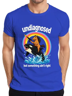 Produktbild von Undiagnosed But Something Ain't Right Pferd Statement Sarkasmus Herren T-Shirt, Blau, S