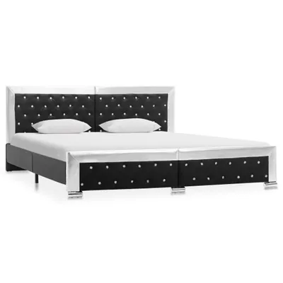 Image de vidaXL Cadre de lit noir en similicuir 180×200 cm