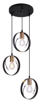 Obrázok produktu pre Globo Lighting závesné svietidlo kov čierny, kov čierny, plastové kryštály číre, kábel PVC čierny, výška sa dá skrátiť, ø: 390mm, V: 1500mm, bez 3x E27 60W 230V