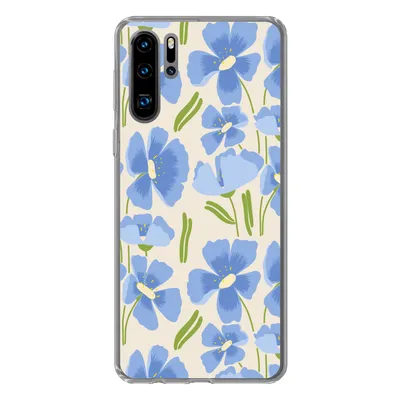 Produktbild von MuchoWow® Handyhülle Schutzhülle Hülle für Huawei P30 Pro Blume - Blau - Muster Silikon Softcase Handy Hülle - Schutzdeckel