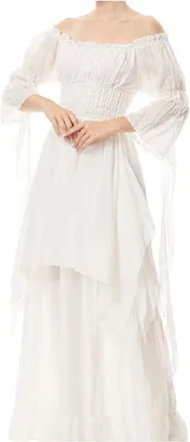 Produktbild von Mittelalterliches Halloween-Kleid für Damen im Renaissancestil, weiß, Größe S