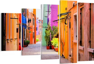 Produktbild von Bild auf Leinwand - Leinwandbild - Sommer Straße Haus - 150x100cm - Wand Bild - Wanddeko - Leinwanddruck - Bilder - Kunstdruck - Wanddekoration - Leinwand bilder - Wandkunst - EG150x100-3583