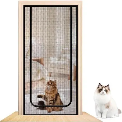 Obrázek produktu pro Dvojitá bezpečnostní záclona na suchý zip pro dveře a okna, 90 × 220 cm, dvojité zipy, suchý zip.