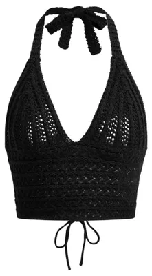 Productafbeelding van Naileksi topje met halterneck en strikjes, open rug, gehaaktd, Y2K stijl, smal model
