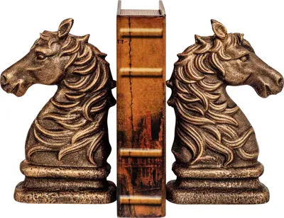 Produktbild von 2 Buchstützen Buchständer Pferd Figur Skulptur Eisen 24cm Antik-Stil