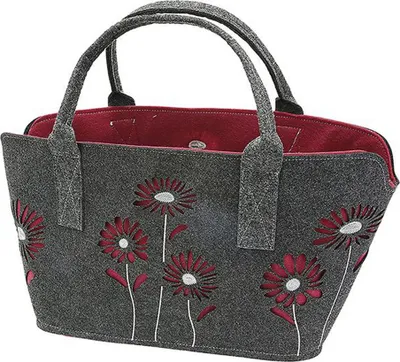 Produktbild von Gilde Shopping Tasche "Gerbera" Sortiert / hellgrau/dunkelgrau, 2 lagig innen Magenta H: 26 cm B: 40 cm Tiefe: 25 cm 45768