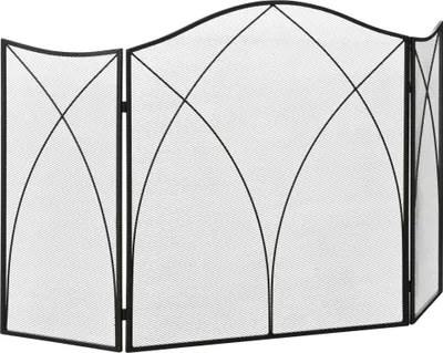 Produktbild von Kamin Funkenschutzgitter - Faltbarer Kaminschirm - 3 Paneele - 126×2×76 cm - Freistehend